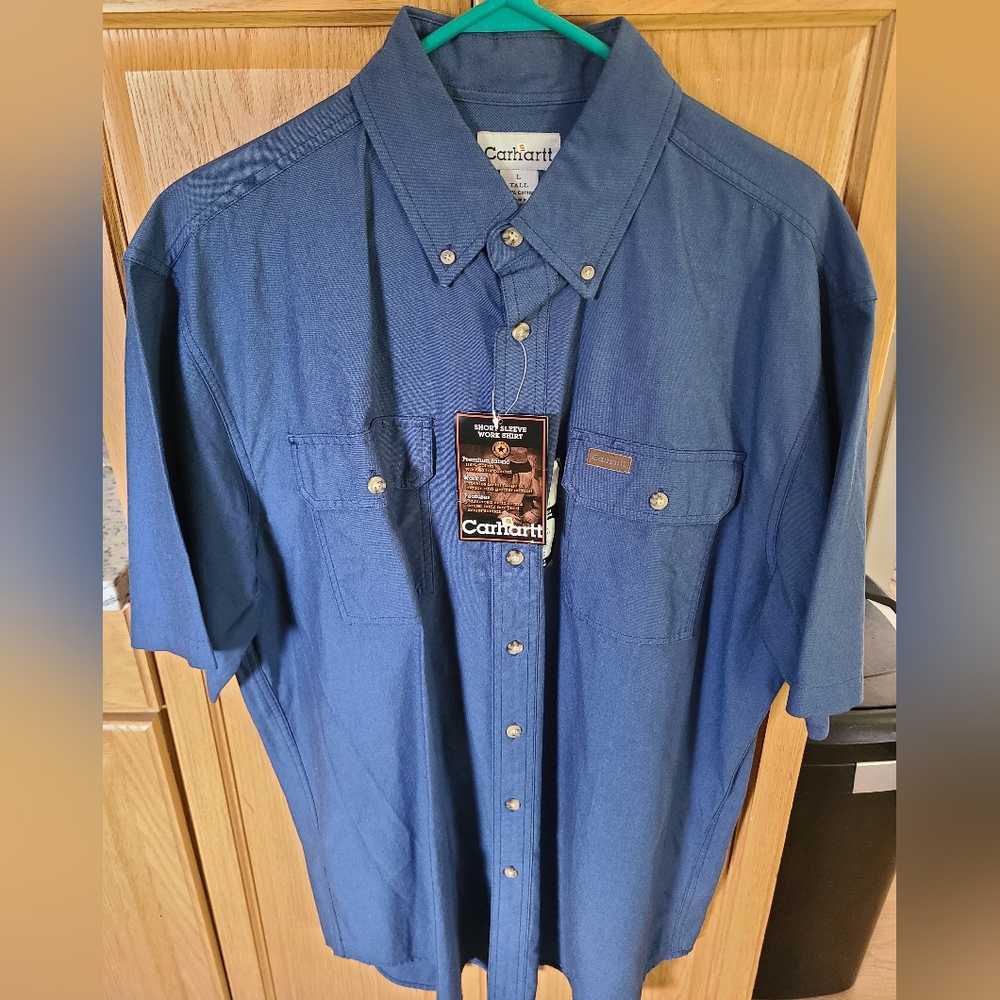 Carhartt Short sleeve work shirt. Large tall.Blue